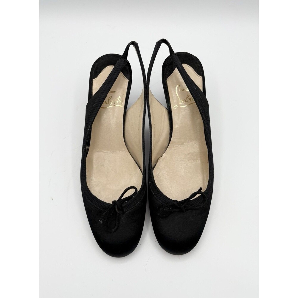 Christian Louboutin Black Satin Slingback Kitten Heels Vintage Sz EU 37.5 - Picture 6 of 13